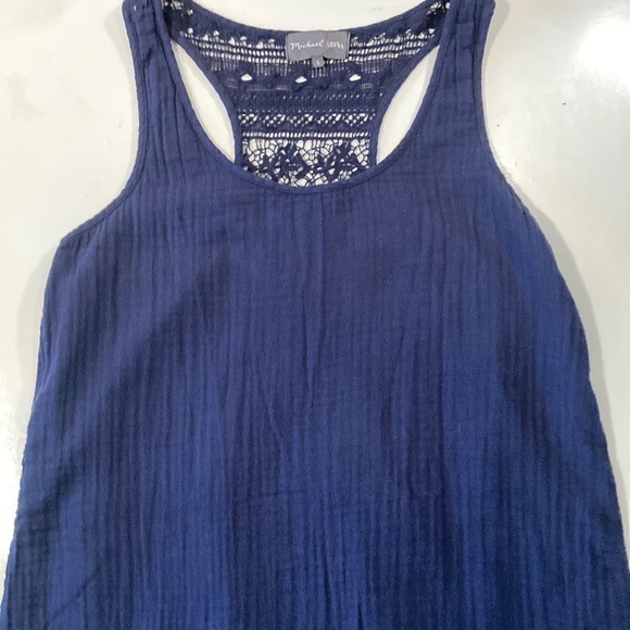 Michael Stars Double Gauze Crochet Racerback Tank Dress‎ Navy Small - Picture 5 of 9